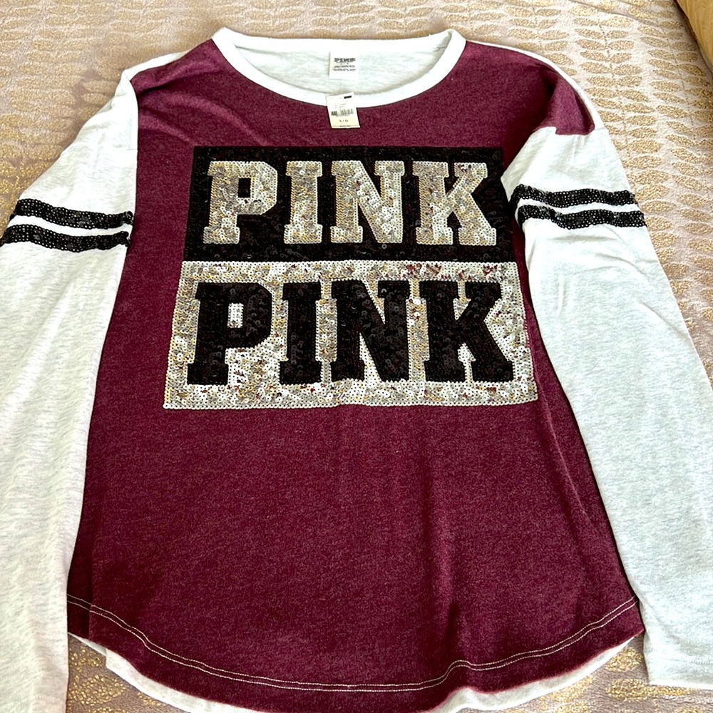 VS PINK Bling Sequin Long Sleeve Top